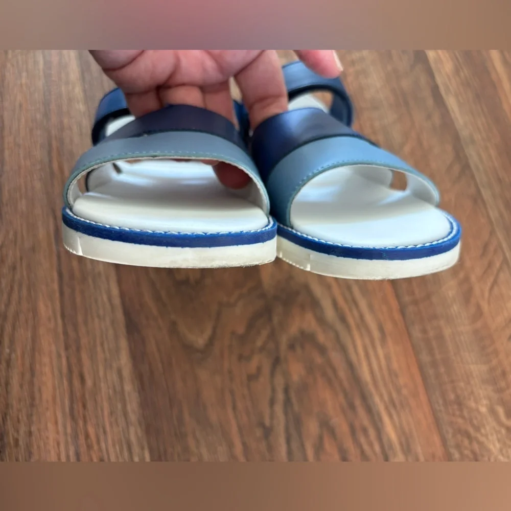 HOGAN Kids' Leather Sandals In Blue Made in Serbia